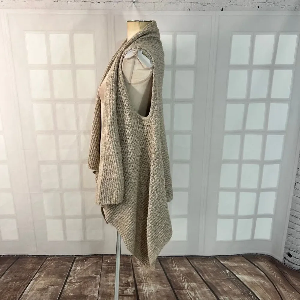 Old Navy Tan Waterfall Open Front Ribbed Sleeveless Cardigan Sweater Vest Large